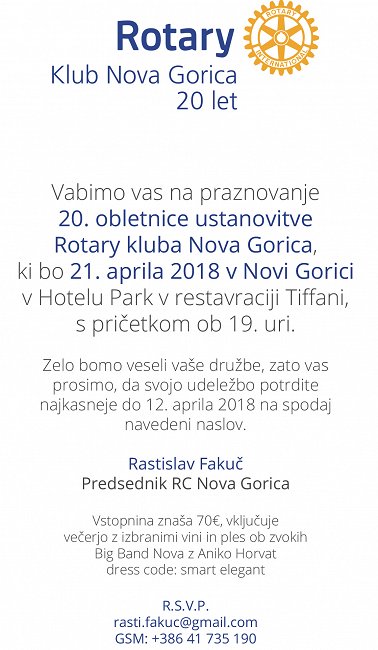 20. obletnica Rotary kluba Nova Gorica